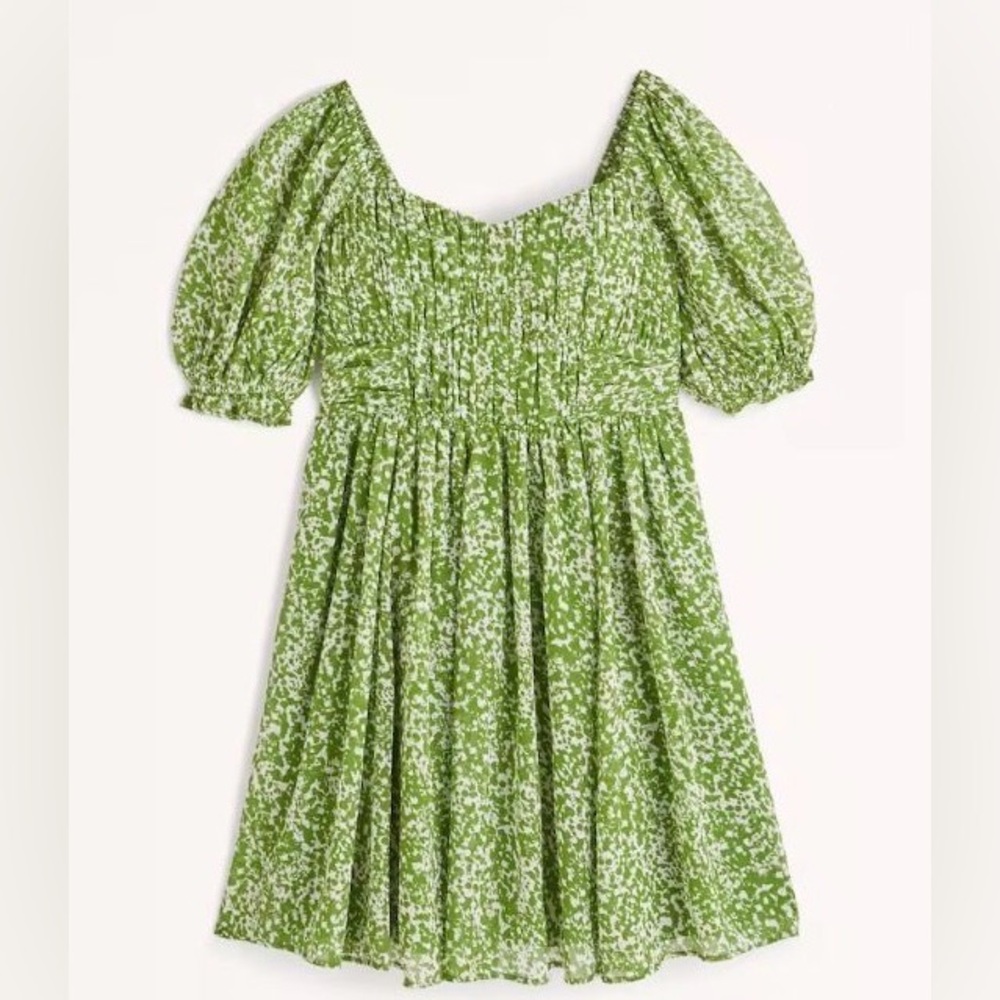 Abercrombie Ruched Ruffle Puff Sleeve Mini Dress - M